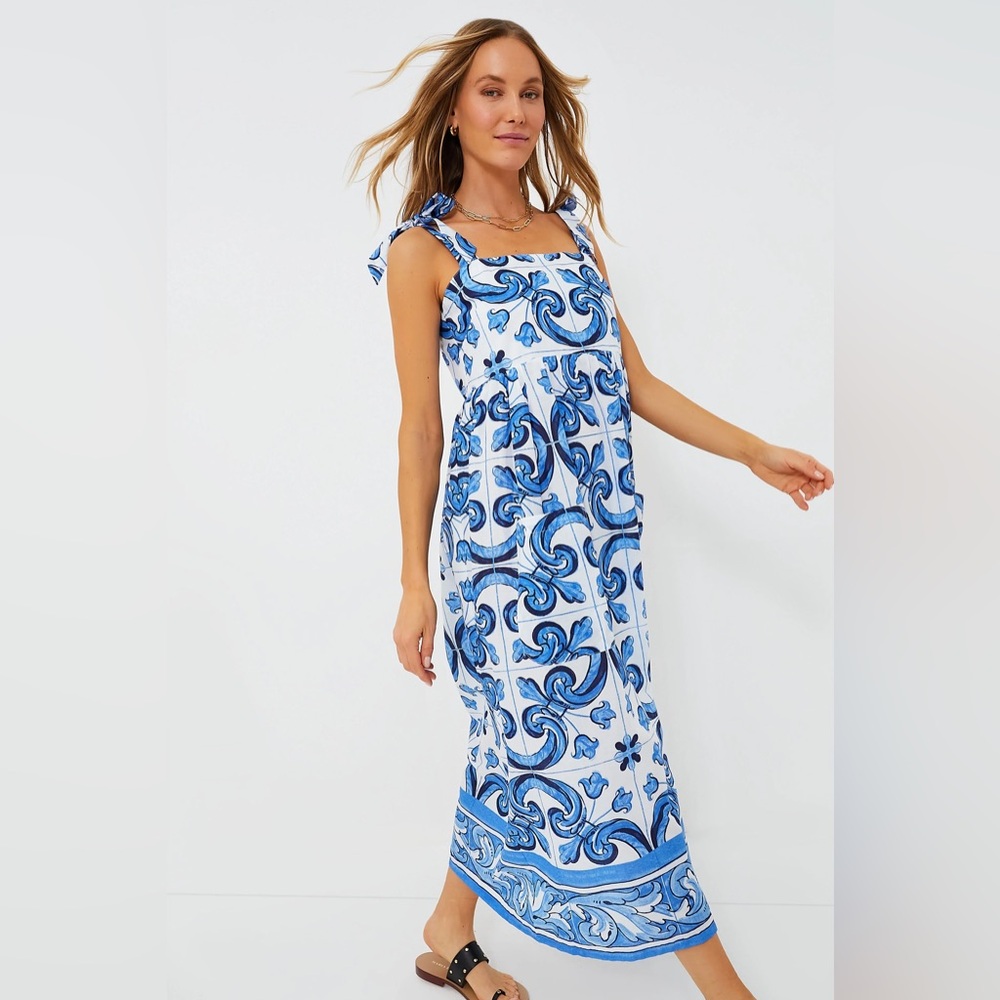 Blue and White Women's Swim Dress
